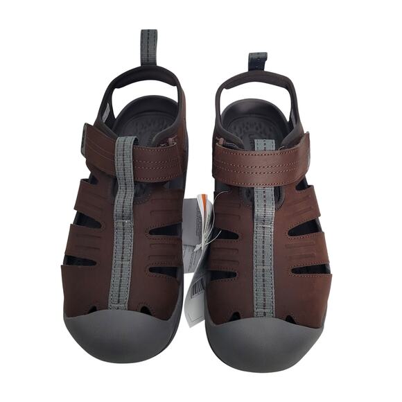 Crocs Men Yukon Fisherman Sandals In Brown Faux Leather Size 10 NEW 12426-2835 main image 5